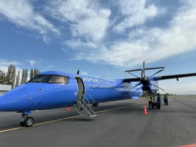 DASH 8 Q-400 УЧАГЫ ТАЛАС АЭРОПОРТУНА АЛГАЧКЫ КАТТАМЫН БАШТАДЫ